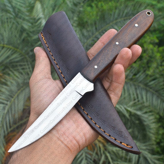 Hand Forged Stainless Steel Fillet knife with sheath | Fixed Blade Bushcraft knife | Utility | EDC | Camping | Survival | Gift for Men/BF