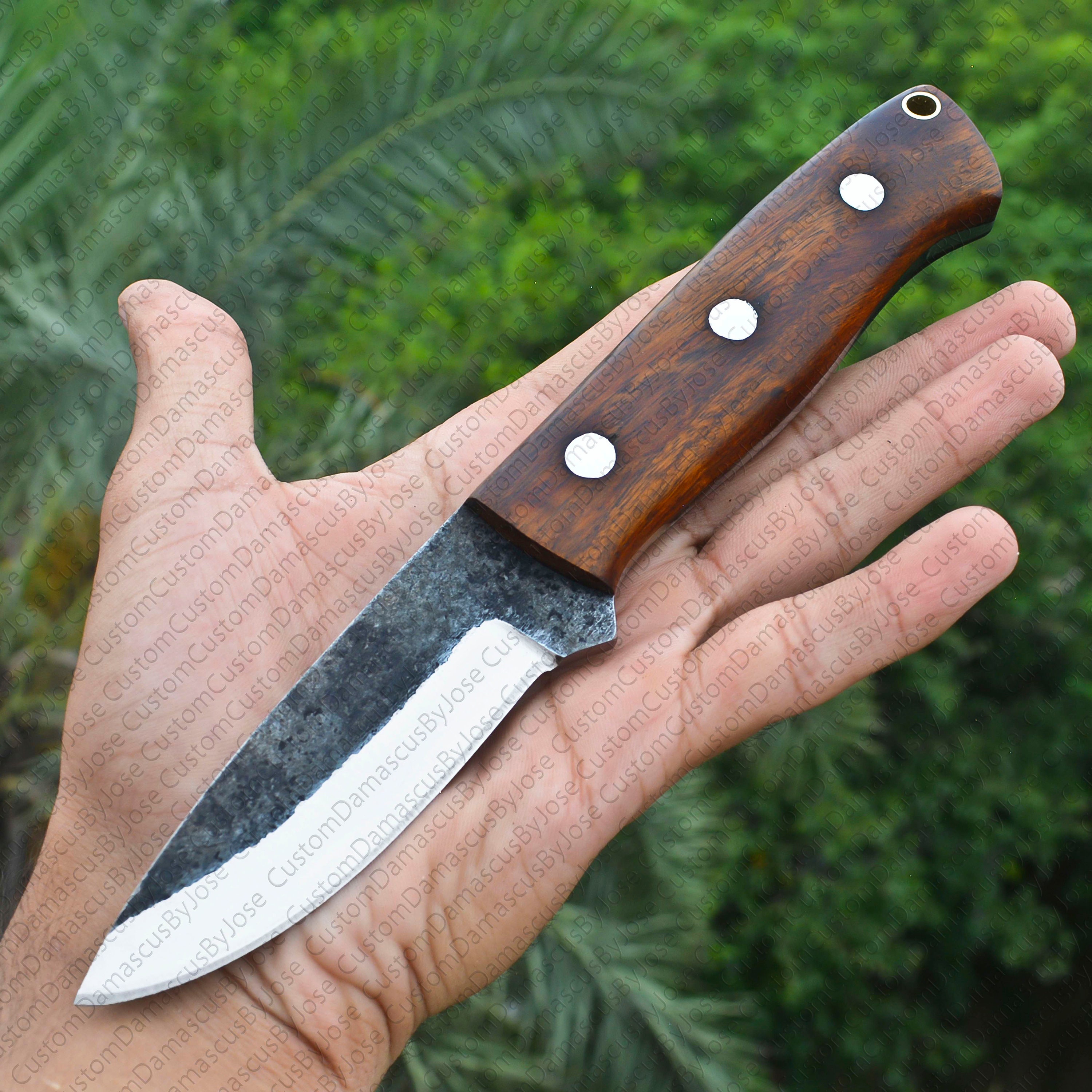Handmade Bushcraft Knife With Sheath Rosewood Fixed Blade Etsy