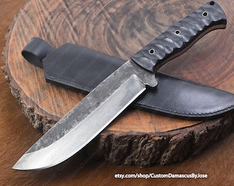 Hand Forged Bowie Micarta knife with sheath | Fixed Blade | Handmade Skinner knife | Hunting Knife | Camping | Gift for MEN/Him