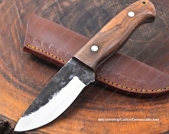 Handmade Stainless Steel Bushcraft knife with Sheath | Rosewood FULLTANG Skinner knife | Camping | survival | Hunting knife | Gift for Men