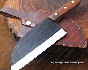 Cuchillo de carnicero estilo siberiano forjado a mano con funda / Cuchillo picador de acero inoxidable / Cuchillo de cocina personalizado / Bushcraft / Regalo para novios / hombres