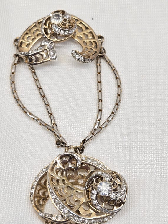 1940's OPENWORK and SCROLLS DIAMANTE Bracelet and… - image 5