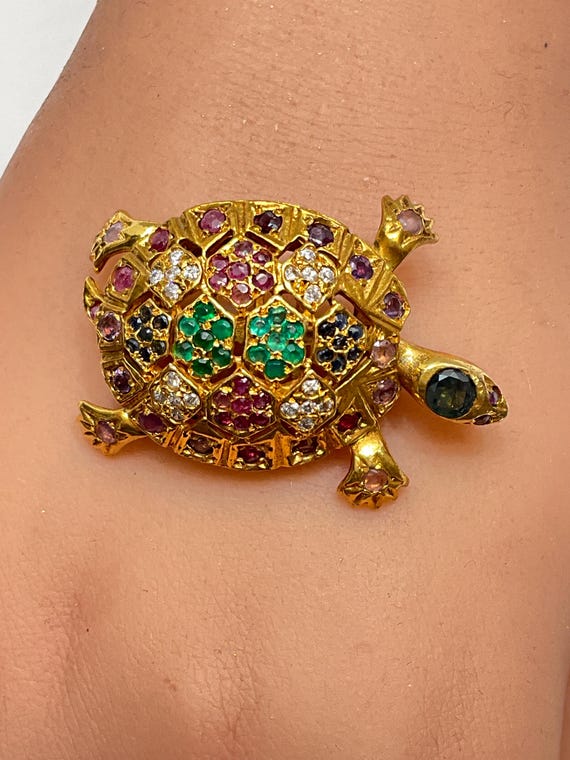 TURTLE with REAL GEMSTONES and Bobble Head, Legs … - image 5