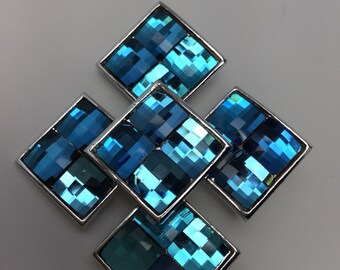 WEISS PRISMATIC Oceanic Blue Cross Brooch