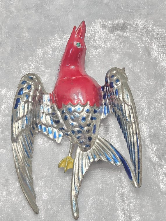 Large ENAMELED SWALLOW BROOCH View 4