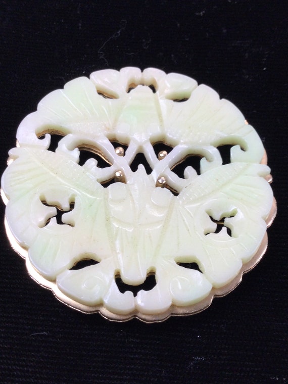 HOBE FAUX Carved Jade  Pin/Pendant - image 3