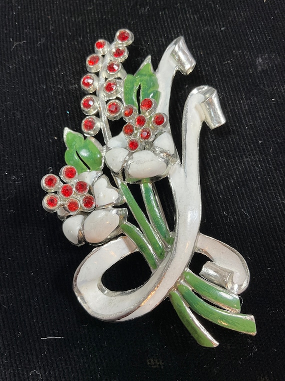 CORO ENAMELED FLORAL Brooch