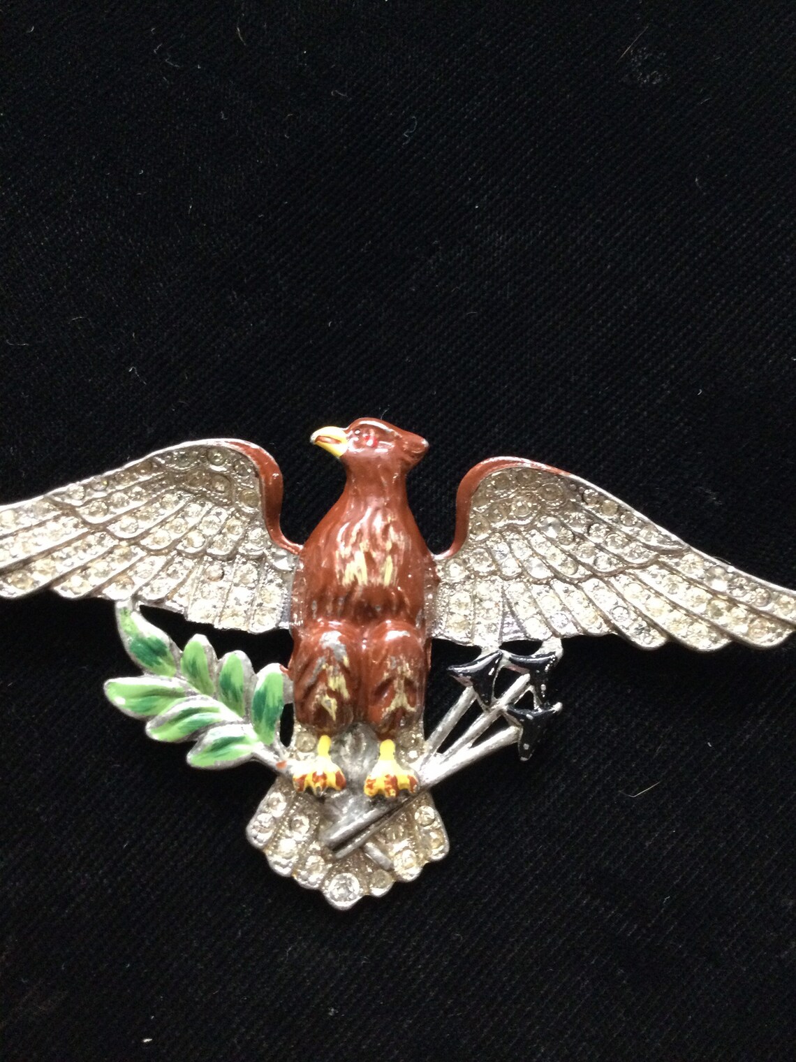 Large ENAMELED EAGLE with Olive Branch and Arrows Brooch Etsy