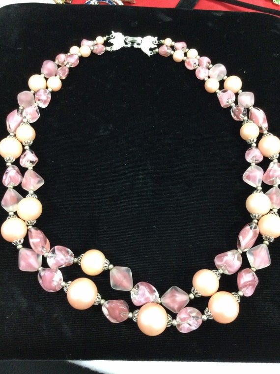 TRIFARI Double Strand PINK GIVRE Beaded Necklace - image 2