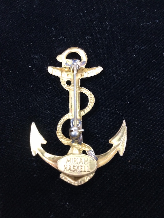 MIRIAM HASKELL STAMPED Anchor Brooch - image 5