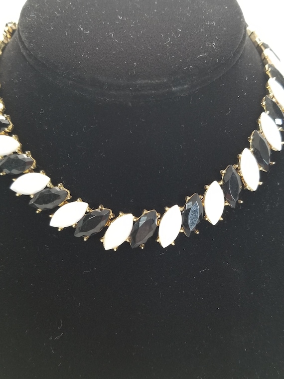 TRIFARI BLACK and WHITE Navettes Necklace