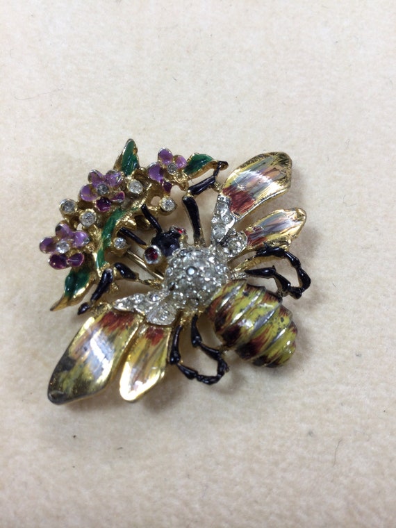 Fabulous COROCRAFT STERLING and Enameled BEE on Pu