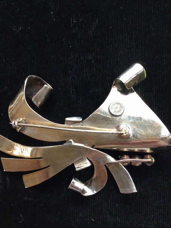 STERLING by GLAMOUR Bow and Ruby Brooch - image 5