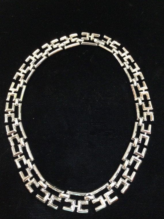 TRIFARI SILVERTONE Greek Key Pattern Necklace