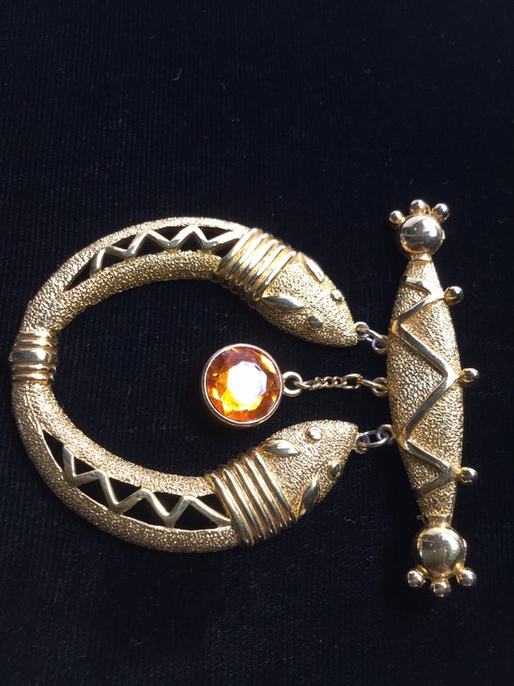 DOUBLE HEADED SERPENT Dangling Abstract Brooch - image 4
