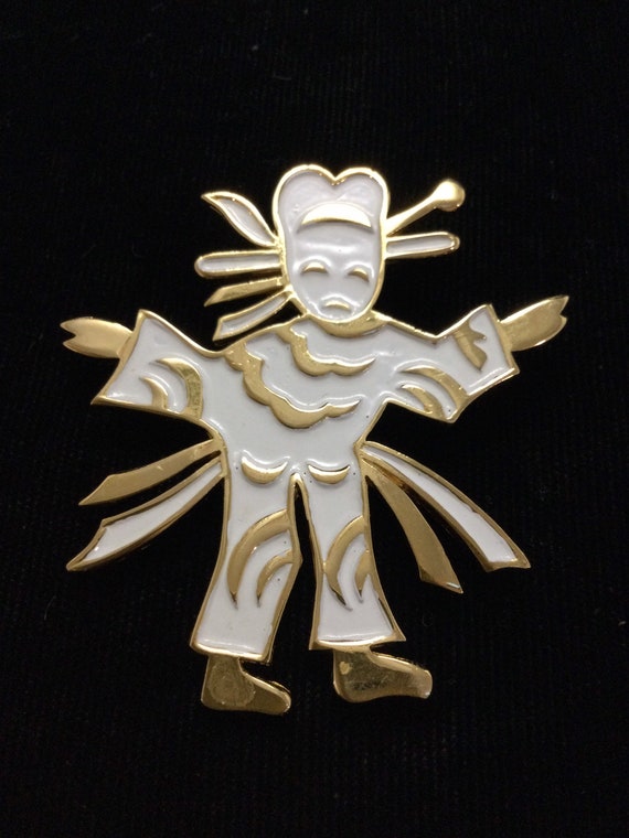 TRIFARI ENAMELED ASIAN Warrior Brooch