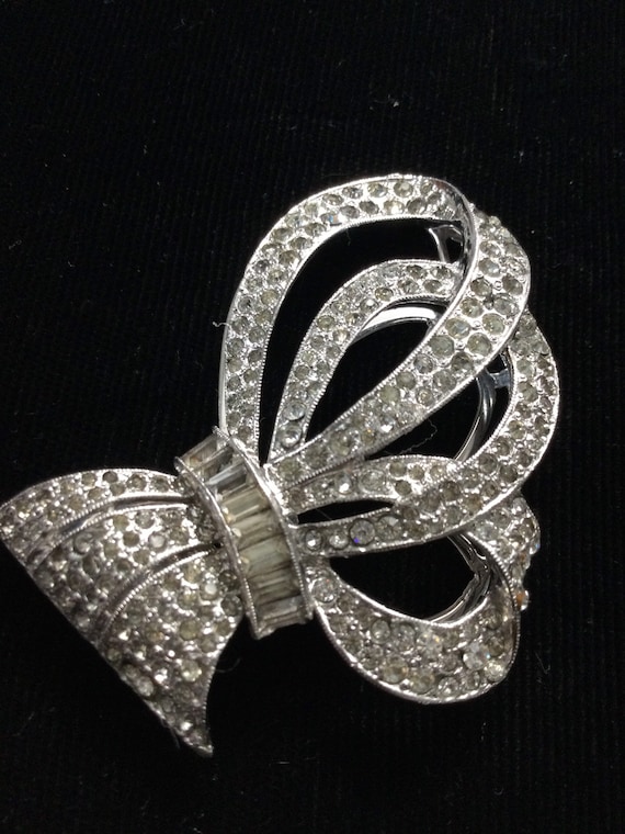 LARGE PAVE KTF Trifari Bow Dress Clip Etsy