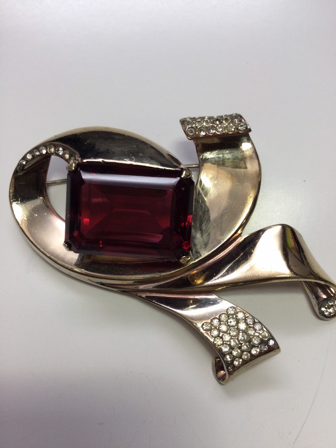 STERLING by GLAMOUR PAVE Ribbons and Ruby Booch - Etsy