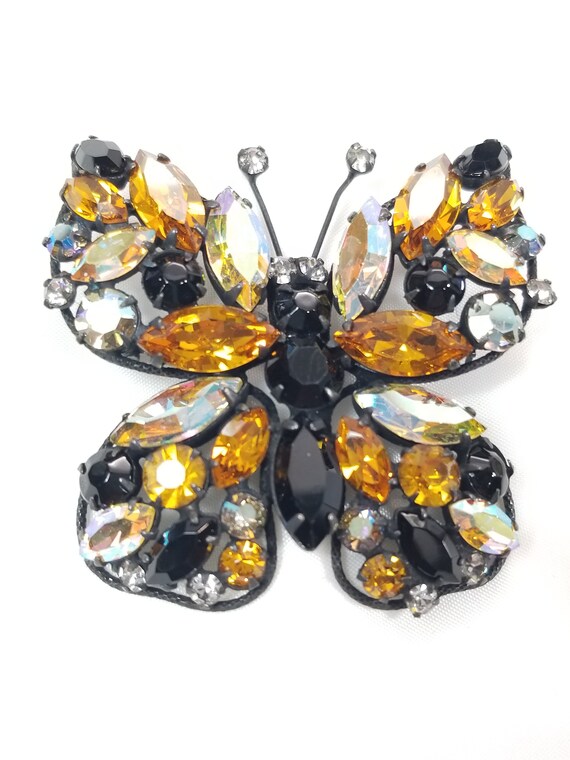 REGENCY AB Gold and Black Monarch Butterfly Brooch