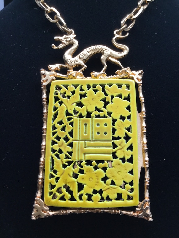 ART DRAGON and ORIENTAL Enameled Pendant/Necklace