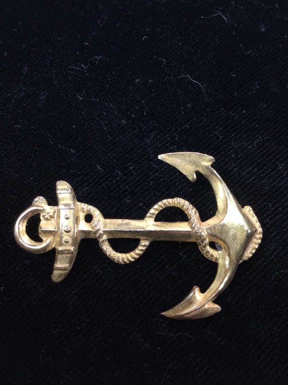 MIRIAM HASKELL STAMPED Anchor Brooch - image 2