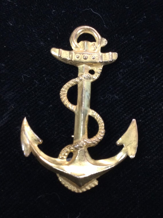 MIRIAM HASKELL STAMPED Anchor Brooch - image 1