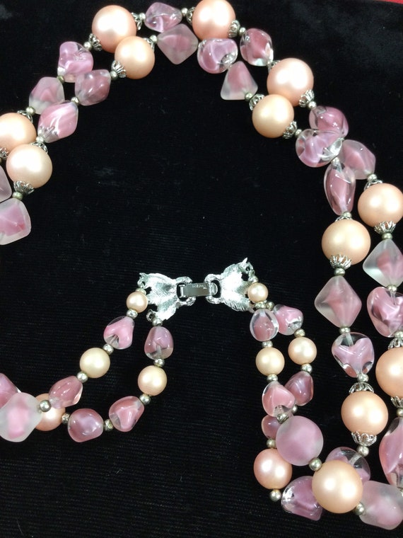 TRIFARI Double Strand PINK GIVRE Beaded Necklace - image 3