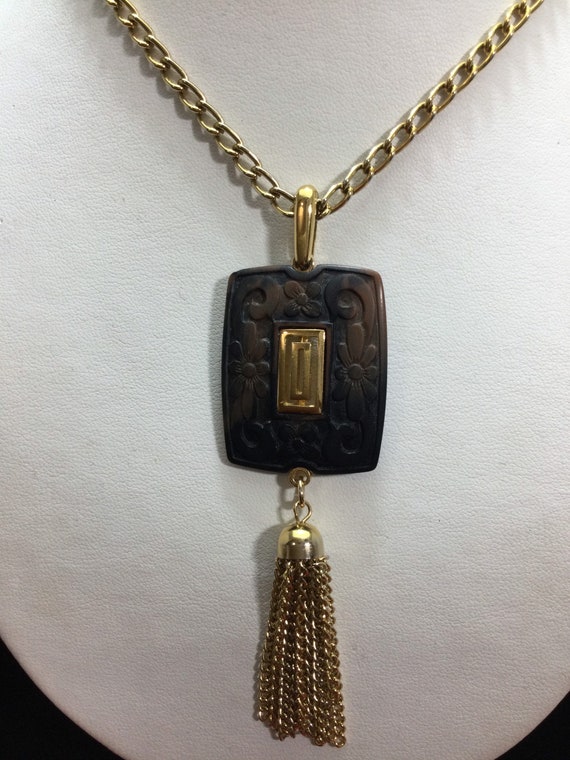 TRIFARI FAUX CARVED Pendant with Tassels