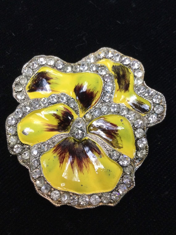 EARLY ENAMELED PANSY Brooch