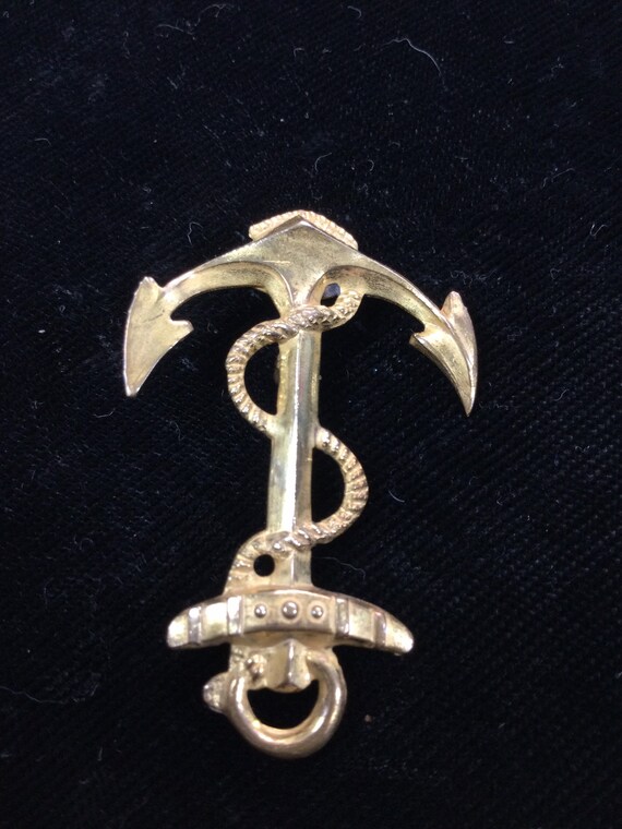 MIRIAM HASKELL STAMPED Anchor Brooch - image 3