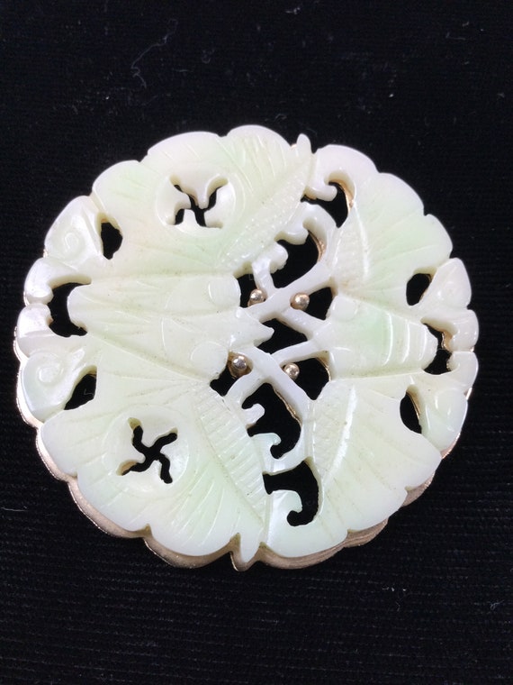 HOBE FAUX Carved Jade  Pin/Pendant - image 2