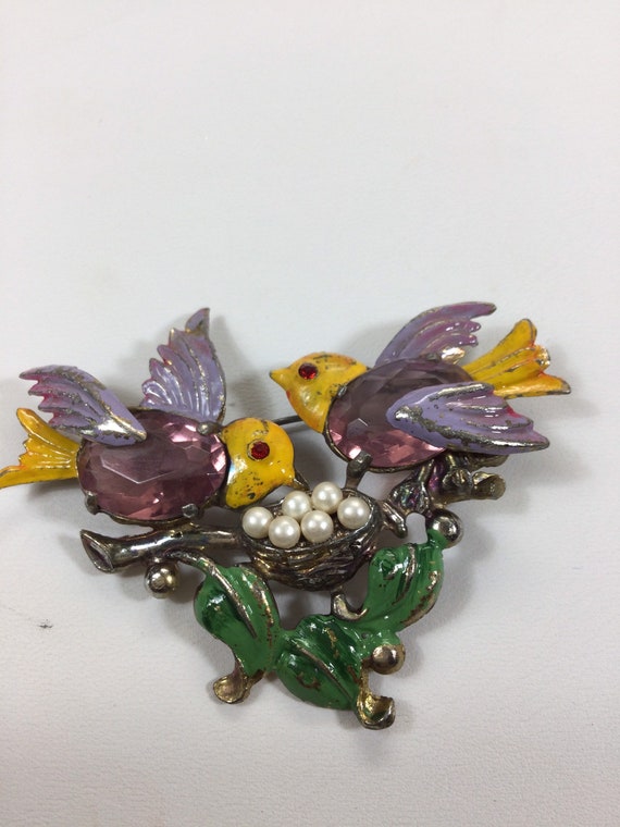 FRED GRAY Birds on a Nest of EGGS Brooch - image 2