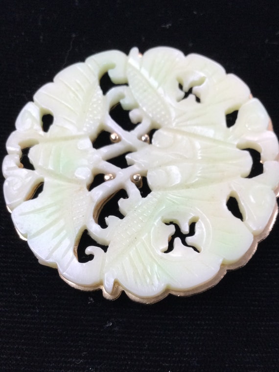 HOBE FAUX Carved Jade  Pin/Pendant - image 4