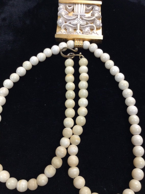 MMA FAUX IVORY Beads with Carved Egyptian Motiff … - image 4