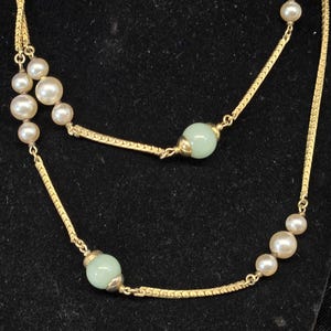 MIRIAM HASKELL Pearl and Jade Necklace
