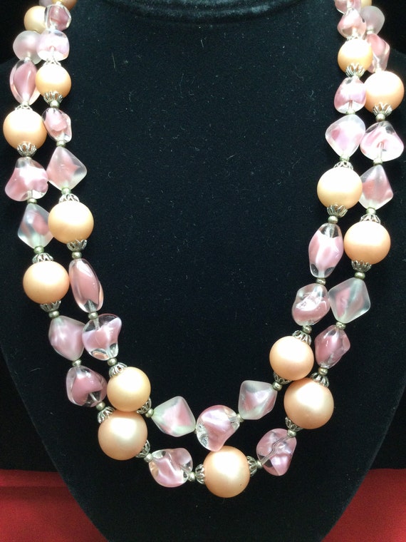 TRIFARI Double Strand PINK GIVRE Beaded Necklace - image 1