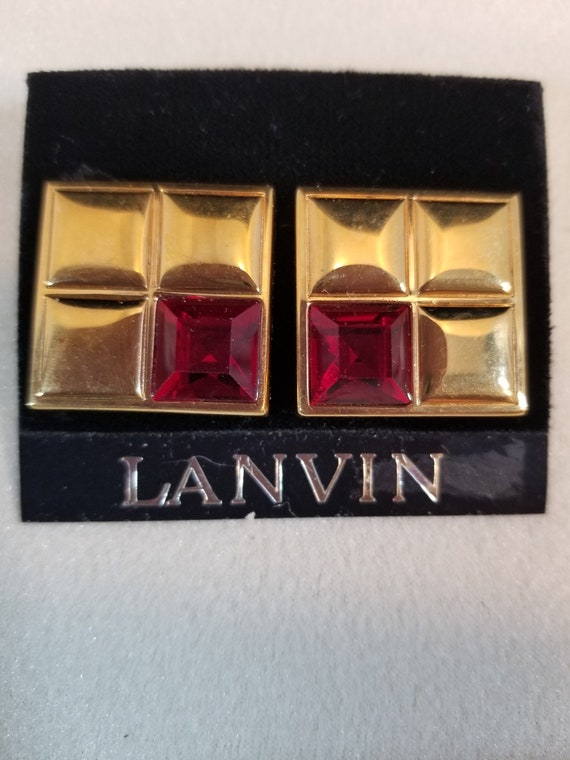 LANVIN GERMANY Cube Ruby EARRINGS - image 1