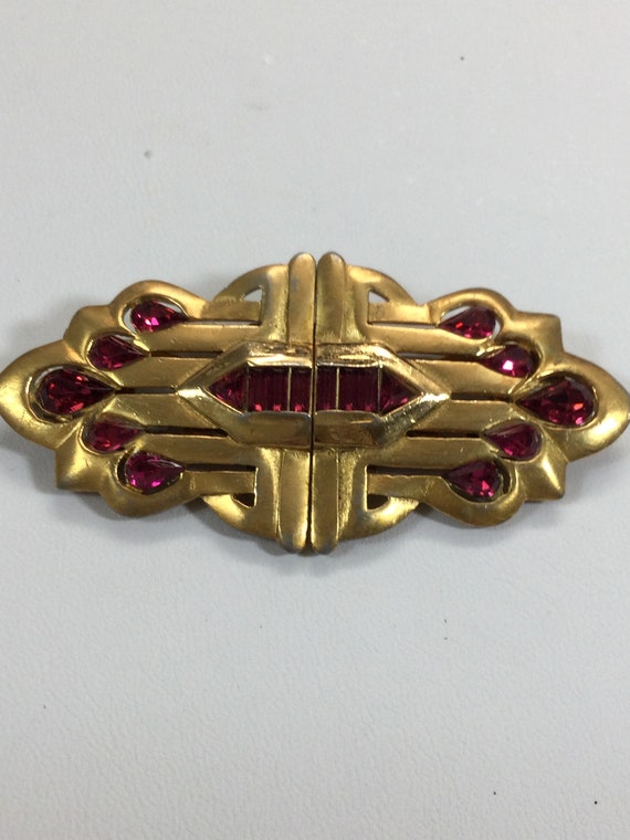 CORO DECO Satiny Gold and RUBY Duette - image 1