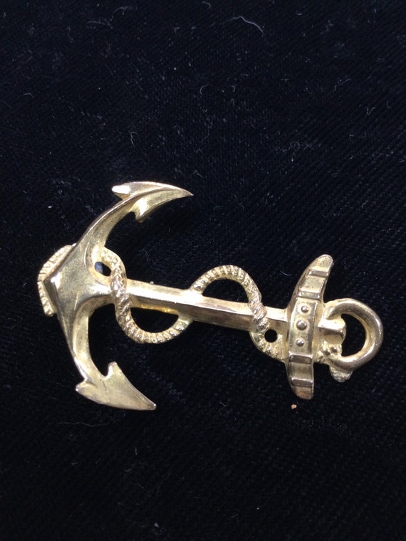 MIRIAM HASKELL STAMPED Anchor Brooch - image 4