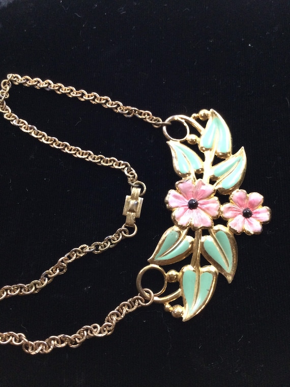 EARLY FLORAL ENAMELED Necklace Coro? - image 4