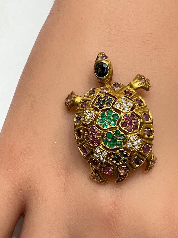 TURTLE with REAL GEMSTONES and Bobble Head, Legs … - image 3