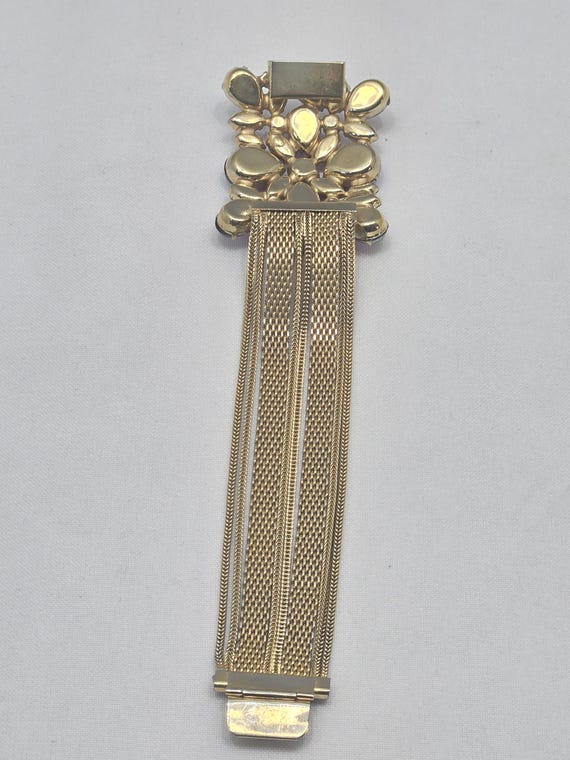 Unsigned HOBE MESH and AB Ruby Cabochons Bracelet - image 6