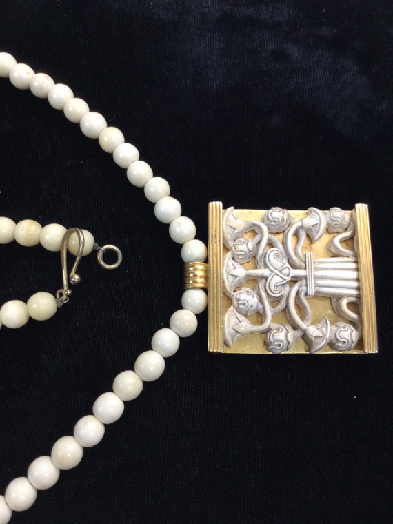 MMA FAUX IVORY Beads with Carved Egyptian Motiff … - image 3