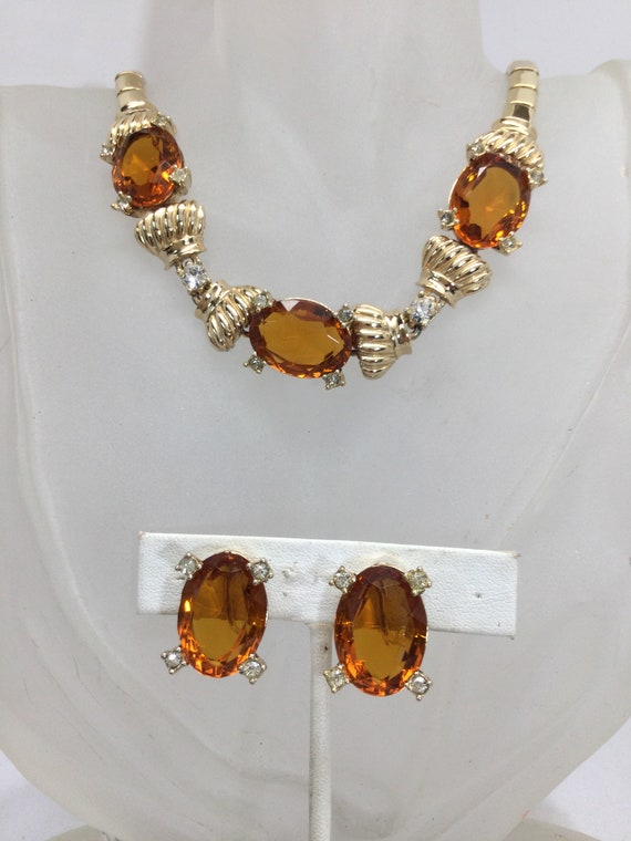 Unsigned MAZER? 1940’s TOPAZ Necklace and EARRINGS