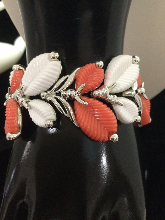 MARBOUX Boucher Coral and White Lucite Bracelet