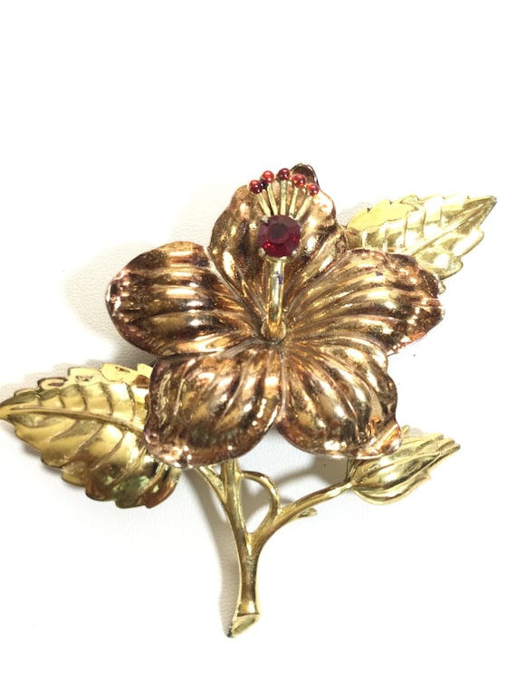 KREISLER USA STERLING Hibiscus Brooch