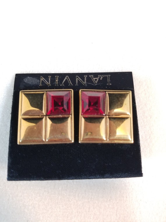 LANVIN GERMANY Cube Ruby EARRINGS - image 3