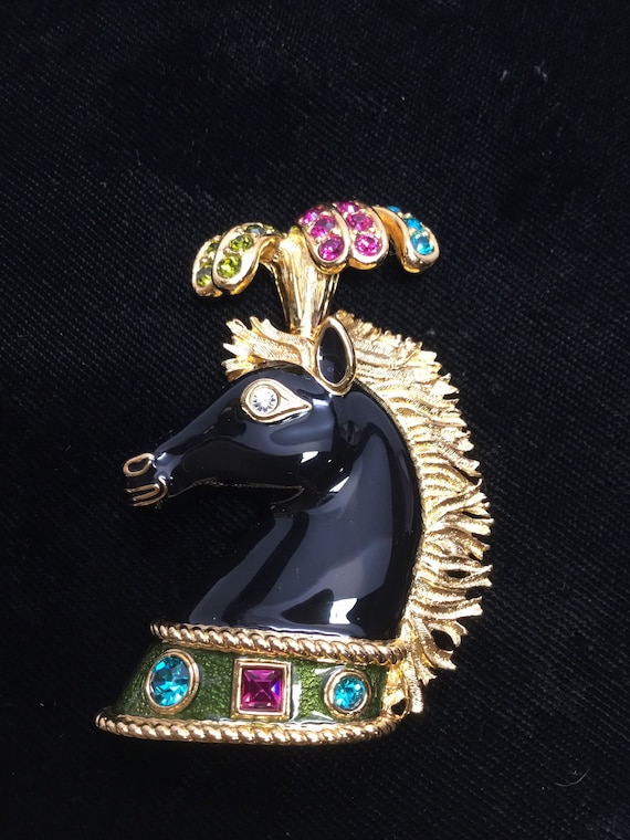 BIJOUX CASCIO Enameled Circus Horse Brooch