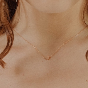 Dainty Heart Necklace for Girlfriend or Wife on Valentine's Day, Elegant Gold, Sterling Silver or Rose Gold, Minimalist Fiance Gift AD079