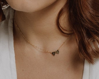 Custom Heart Necklace, Tiny Initials Necklace, Dainty Gold Choker, Sideways Necklace, Personalized Jewelry, Sisters Gift Nana Necklace AD244